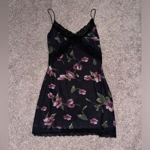 White fox black floral dress